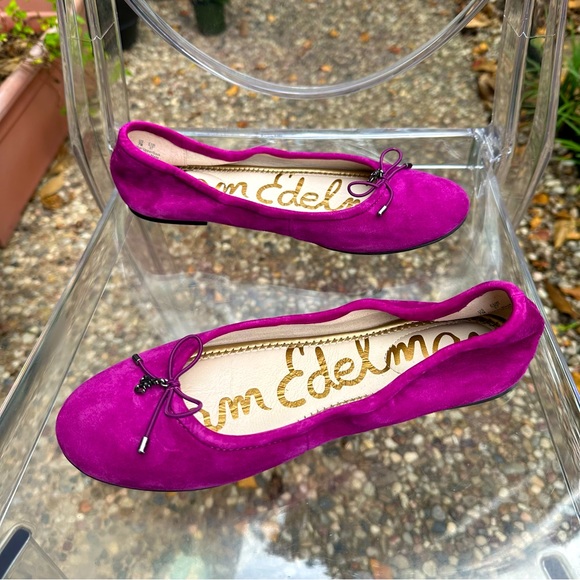 VIBRANT 🎉 Sam Edelman Magenta Felicia Round Toed Ballet Flats size 7 (37) - Picture 4 of 13